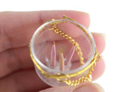 Vintage 1:12 Miniature Dollhouse Gold & Clear Candle Pendant with Pink Candles