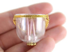 Vintage 1:12 Miniature Dollhouse Gold & Clear Candle Pendant with Pink Candles