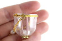 Vintage 1:12 Miniature Dollhouse Gold & Clear Candle Pendant with Pink Candles