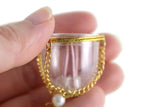 Vintage 1:12 Miniature Dollhouse Gold & Clear Candle Pendant with Pink Candles