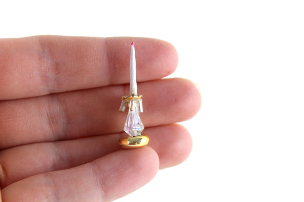 Vintage 1:12 Miniature Dollhouse Gold & Clear Candlestick