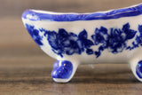 Vintage 1:12 Miniature Dollhouse Cobalt Blue & White Floral Porcelain Bathtub