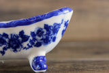 Vintage 1:12 Miniature Dollhouse Cobalt Blue & White Floral Porcelain Bathtub