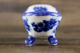 Vintage 1:12 Miniature Dollhouse Cobalt Blue & White Floral Porcelain Bathtub