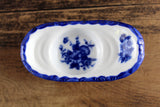 Vintage 1:12 Miniature Dollhouse Cobalt Blue & White Floral Porcelain Bathtub