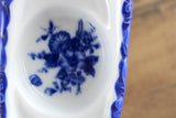 Vintage 1:12 Miniature Dollhouse Cobalt Blue & White Floral Porcelain Bathtub