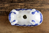 Vintage 1:12 Miniature Dollhouse Cobalt Blue & White Floral Porcelain Bathtub