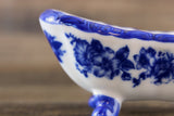 Vintage 1:12 Miniature Dollhouse Cobalt Blue & White Floral Porcelain Bathtub