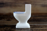 Vintage 1:12 Miniature Dollhouse Cobalt Blue & White Floral Porcelain Toilet