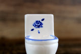 Vintage 1:12 Miniature Dollhouse Cobalt Blue & White Floral Porcelain Toilet