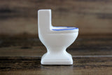 Vintage 1:12 Miniature Dollhouse Cobalt Blue & White Floral Porcelain Toilet