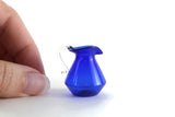 Vintage 1:12 Miniature Dollhouse Cobalt Blue & Clear Glass Pitcher