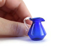Vintage 1:12 Miniature Dollhouse Cobalt Blue & Clear Glass Pitcher