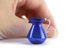 Vintage 1:12 Miniature Dollhouse Cobalt Blue & Clear Glass Pitcher