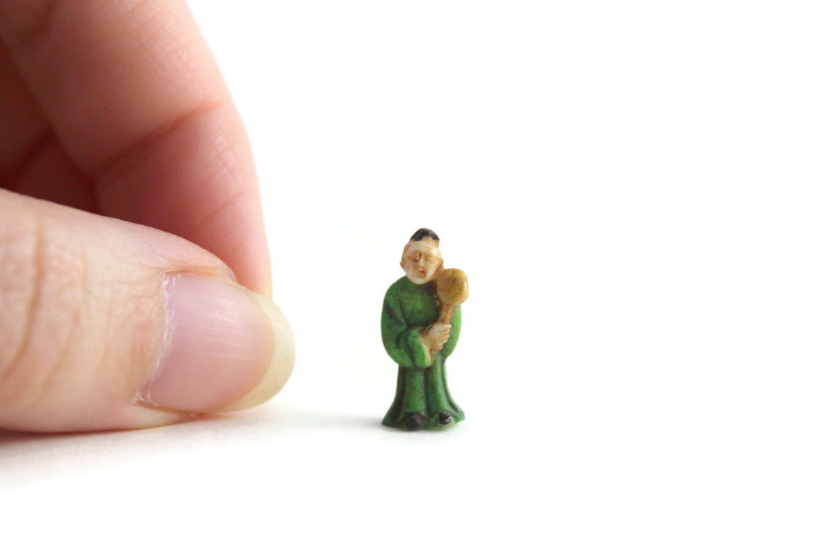 Vintage 1:12 Miniature Dollhouse Asian Man Figurine in Green Robe – The ...