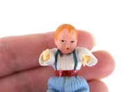 Vintage 1:12 Dollhouse Plastic Baby Boy Figurine with Blue Pants & Red Shoes