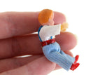 Vintage 1:12 Dollhouse Plastic Baby Boy Figurine with Blue Pants & Red Shoes