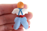 Vintage 1:12 Dollhouse Plastic Baby Boy Figurine with Blue Pants & Red Shoes