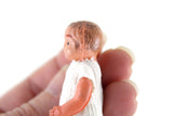 Vintage 1:12 Dollhouse Plastic Baby Figurine with White Outfit & Jointed Arms & Legs