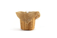 Vintage 1:12 Miniature Dollhouse Burlap-Lined Wicker Basket