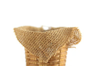 Vintage 1:12 Miniature Dollhouse Burlap-Lined Wicker Basket