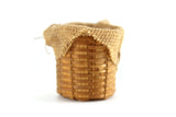 Vintage 1:12 Miniature Dollhouse Burlap-Lined Wicker Basket