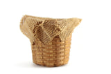 Vintage 1:12 Miniature Dollhouse Burlap-Lined Wicker Basket