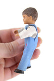 Vintage 1:12 Dollhouse Rubber Boy Son Figurine in Blue Overalls
