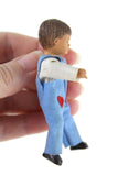 Vintage 1:12 Dollhouse Rubber Boy Son Figurine in Blue Overalls