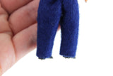 Vintage 1:12 Dollhouse Plastic Boy Son Figurine in Red Turtleneck & Blue Pants