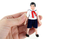 Vintage 1:12 Dollhouse Plastic Boy Son Figurine in Sailor Outfit