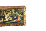 Vintage 1:12 Miniature Dollhouse Framed Scenic Painting of People in a Park