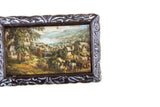 Vintage 1:12 Miniature Dollhouse Framed Scenic Painting of a Village