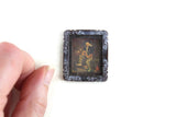 Vintage 1:12 Miniature Dollhouse Framed Portrait Painting of a Man with Guitar