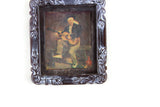 Vintage 1:12 Miniature Dollhouse Framed Portrait Painting of a Man with Guitar