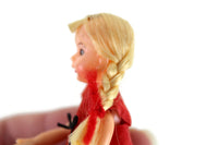 Vintage 1:12 Dollhouse Plastic Girl Daughter Figurine in Red Dress