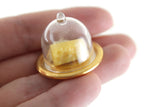 Vintage 1:12 Miniature Dollhouse Clear Glass Dome with Cheese & Crackers