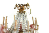 Vintage 1:12 Miniature Dollhouse Gold & Clear Beaded Crystal Candle Chandelier