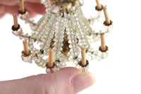 Vintage 1:12 Miniature Dollhouse Gold & Clear Beaded Crystal Candle Chandelier