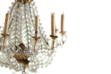 Vintage 1:12 Miniature Dollhouse Gold & Clear Beaded Crystal Candle Chandelier