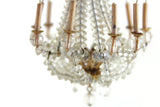 Vintage 1:12 Miniature Dollhouse Gold & Clear Beaded Crystal Candle Chandelier