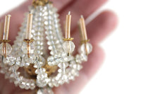 Vintage 1:12 Miniature Dollhouse Gold & Clear Beaded Crystal Candle Chandelier