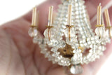 Vintage 1:12 Miniature Dollhouse Gold & Clear Beaded Crystal Candle Chandelier