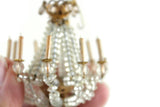 Vintage 1:12 Miniature Dollhouse Gold & Clear Beaded Crystal Candle Chandelier