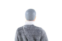 Vintage 1:12 Dollhouse Plastic Grandfather Grandpa Figurine in Gray Sweater & Brown Pants