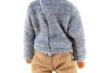 Vintage 1:12 Dollhouse Plastic Grandfather Grandpa Figurine in Gray Sweater & Brown Pants