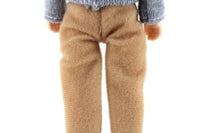 Vintage 1:12 Dollhouse Plastic Grandfather Grandpa Figurine in Gray Sweater & Brown Pants