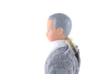 Vintage 1:12 Dollhouse Plastic Grandfather Grandpa Figurine in Gray Sweater & Brown Pants