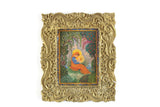 Vintage 1:12 Miniature Dollhouse Painting of Woman & Baby in Ornate Gold Frame