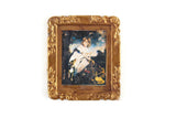Vintage 1:12 Miniature Dollhouse Framed Portrait Painting of a Girl & a Dog